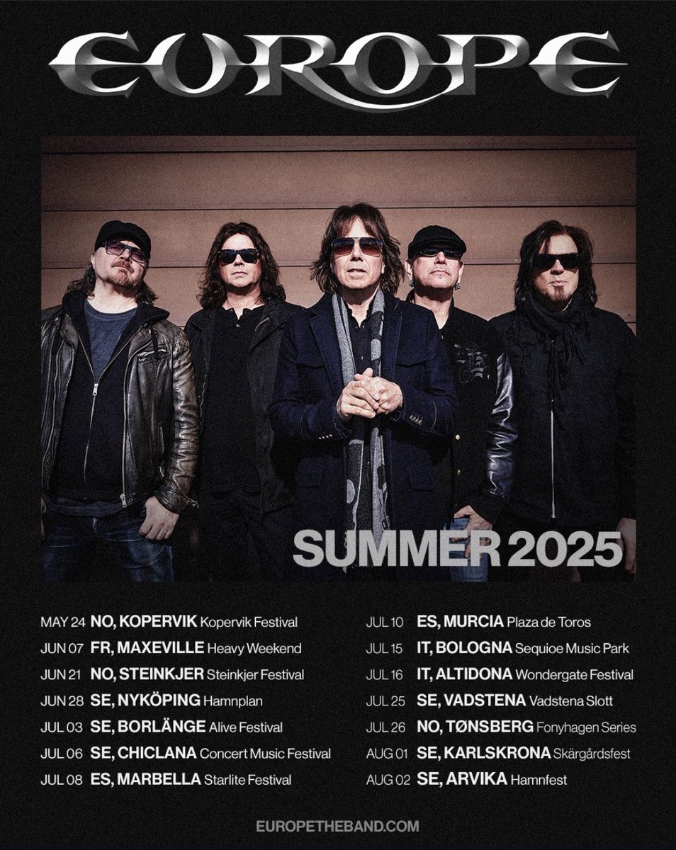 GiovannettiSofi's tweet photo. My favourite band’s summer tour for 2025! Can’t wait to see them in Italy 😍🇮🇹❤️
You are the only concert I always can’t wait to go in life, so I’m really happy about this! ❤️🎶
See you in July! ❤️
#europe #joeytempest #favouritesinger #music #concert https://t.co/L4rXZG6zhO