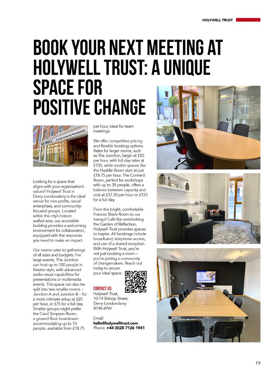 Holywell Trust (@holywellt) on Twitter photo Our accessible shared spaces which are available to book for meetings, events or workspaces in Derry-Londonderry are featured in the latest Connected magazine from <a href="/Derry_Chamber/">Derry Chamber</a> Read it here: issuu.com/londonderrycha… Our accessible shared spaces which are available to book for meetings, events or workspaces in Derry-Londonderry are featured in the latest Connected magazine from <a href="/Derry_Chamber/">Derry Chamber</a> Read it here: issuu.com/londonderrycha…