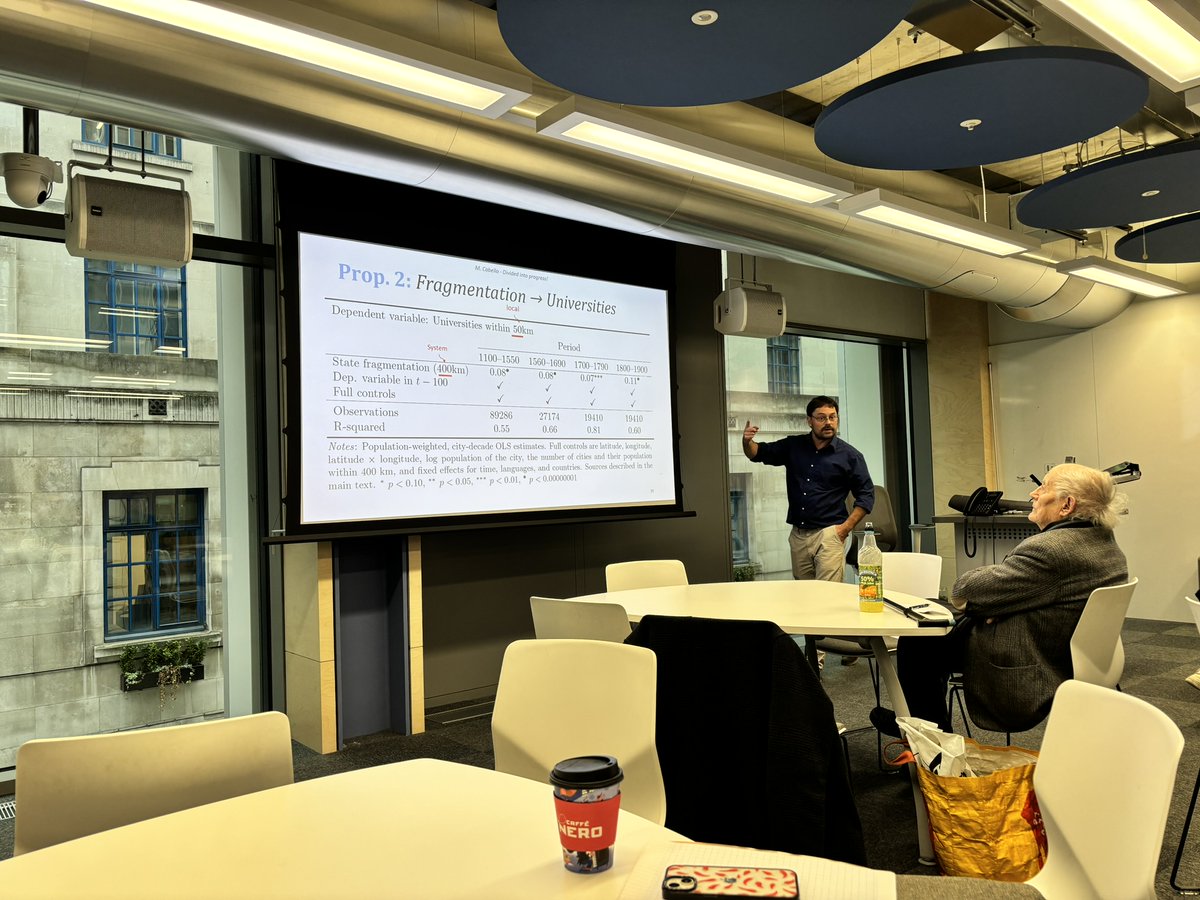 LSE Department of Economic History (@lseechist) on Twitter photo 🚨 How did Europe's political and religious fragmentation drive creativity? 📜
At this LSE's Graduate Economic History Seminar, MatĂas Cabello (<a href="/MatCabelloEcon/">MatĂas Cabello</a>) presented fascinating research spanning 800 years (1100–1900). Let’s dive in. 🧵👇 (1/10) 🚨 How did Europe's political and religious fragmentation drive creativity? 📜
At this LSE's Graduate Economic History Seminar, MatĂas Cabello (<a href="/MatCabelloEcon/">MatĂas Cabello</a>) presented fascinating research spanning 800 years (1100–1900). Let’s dive in. 🧵👇 (1/10)