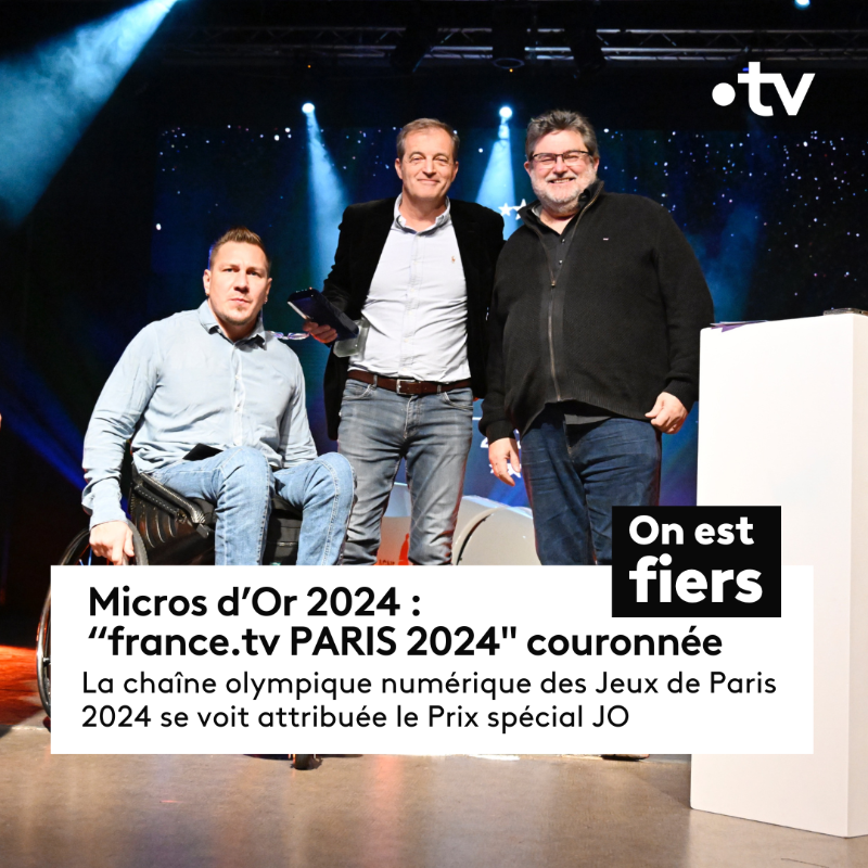 Francetele's tweet photo. đ #Microsdor | Nos Ă©quipes ont Ă©tĂ© rĂ©compensĂ©es de 5 prix aux Micros d'Or 2024 !
Une belle reconnaissance pour leur engagement sans faille pendant les Jeux Olympiques et Paralympiques de Paris 2024. đ