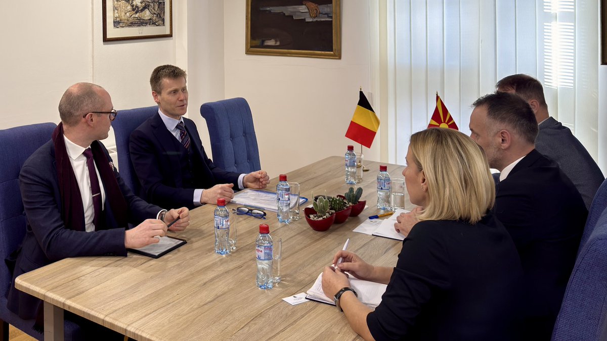 I was honored to host Belgian Ambassador to North Macedonia, H.E. Paul Lambert, and First Secretary Jérémy Thirion. Over 30 years, 🇲🇰 &amp; 🇧🇪 have built dynamic ties &amp; strong cooperation. As a citizen of both, it’s a privilege to strengthen bonds between these countries I call home.