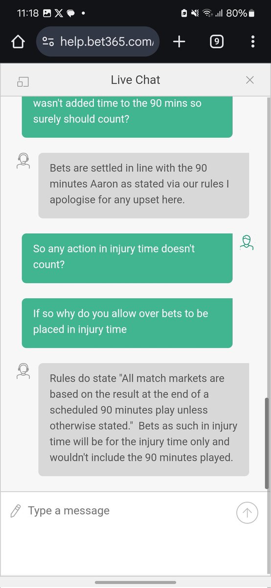 593NC3's tweet photo. @bet365 Be careful, if you win big they will refused the payout despite everyone knowing injury time is considered the 90 mins and added on for dead ball time https://t.co/Ps9GdkJLev