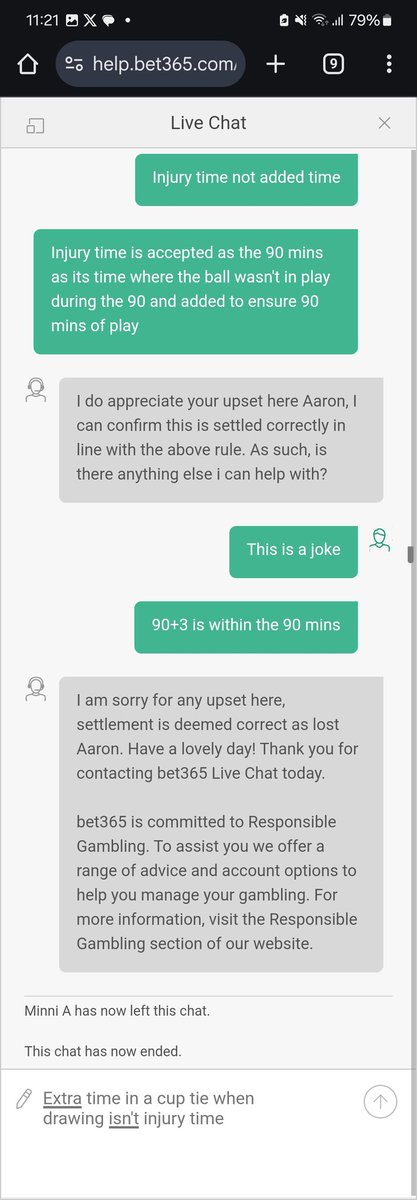593NC3's tweet photo. @bet365 Be careful, if you win big they will refused the payout despite everyone knowing injury time is considered the 90 mins and added on for dead ball time https://t.co/Ps9GdkJLev
