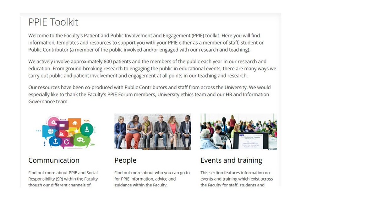 FBMH Social Responsibility and Public Engagement (@fbmh_sr) on Twitter photo Involving members of the public in your research/teaching?
Visit our PPIE toolkit, where you will find information, templates and resources to support your PPIE staffnet.manchester.ac.uk/bmh/social-res⌠<a href="/FBMH_UoM/">UoM Biology, Medicine and Health</a> Involving members of the public in your research/teaching?
Visit our PPIE toolkit, where you will find information, templates and resources to support your PPIE staffnet.manchester.ac.uk/bmh/social-res⌠<a href="/FBMH_UoM/">UoM Biology, Medicine and Health</a>