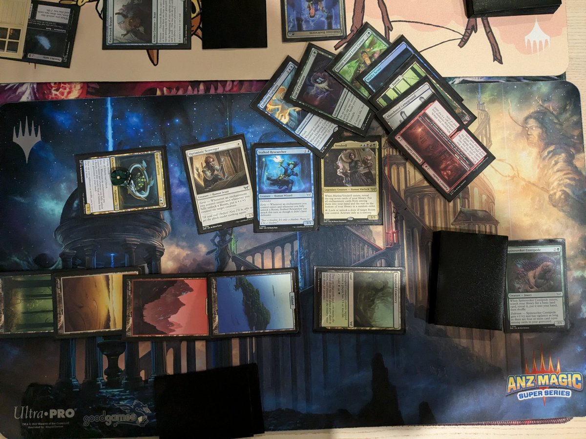 mtg_nomad's tweet image. Drafted a crazy Marina brew to finish off our #MagicMates #DSK season. Went 1-2 losing to good guy @Charlie_Boyd_ in a lengthy R3 where G1 I cast Marina on t5 and hit 4 spells.

Including the pic where I somehow drew only blue spells and lands (I kept and won) 🤣