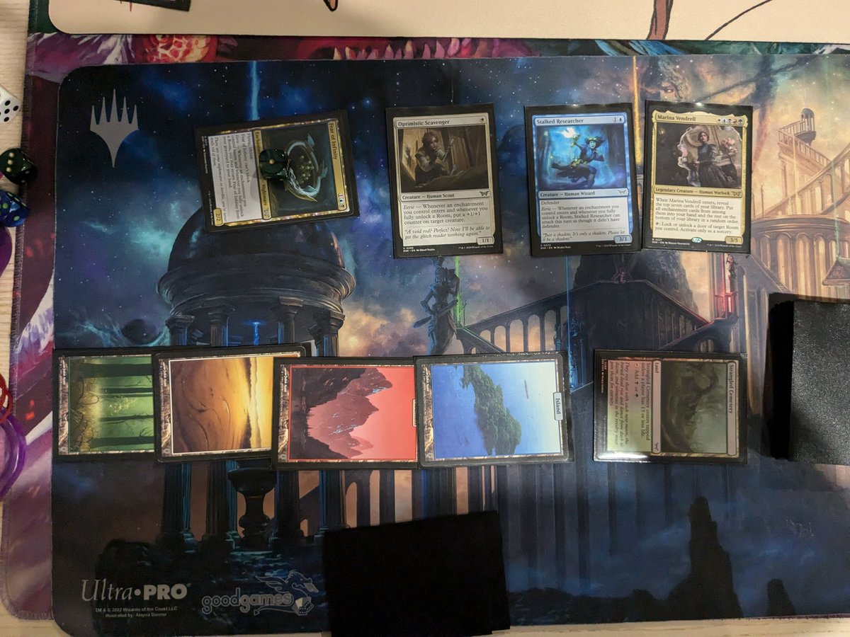 mtg_nomad's tweet image. Drafted a crazy Marina brew to finish off our #MagicMates #DSK season. Went 1-2 losing to good guy @Charlie_Boyd_ in a lengthy R3 where G1 I cast Marina on t5 and hit 4 spells.

Including the pic where I somehow drew only blue spells and lands (I kept and won) 🤣