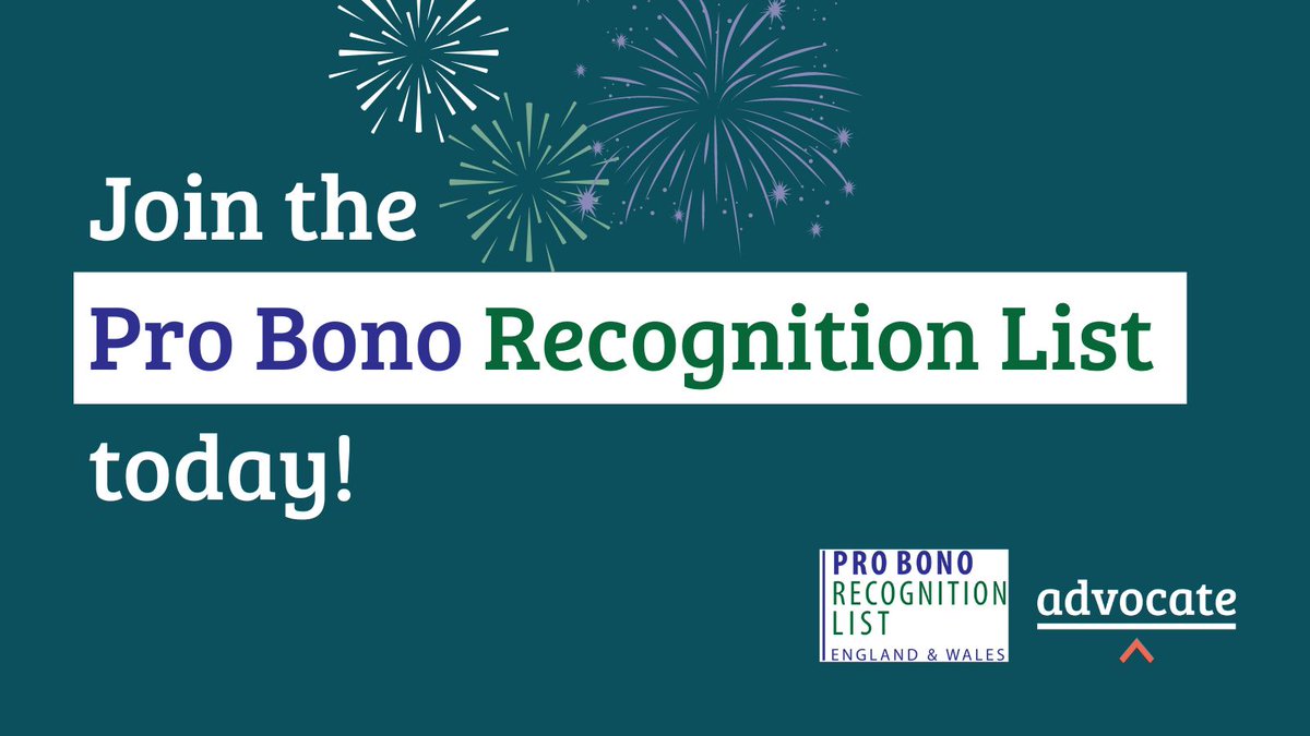 Advocate (@weareadvocate) on Twitter photo As we near the end of the year, we would like to remind barristers that they can be recognised on the next #ProBonoRecognitionList of England & Wales if they have completed 25 hours or more of pro bono work in 2024! 🌟
Find out more & add your name ➡️ bit.ly/3UirYt5 As we near the end of the year, we would like to remind barristers that they can be recognised on the next #ProBonoRecognitionList of England & Wales if they have completed 25 hours or more of pro bono work in 2024! 🌟
Find out more & add your name ➡️ bit.ly/3UirYt5