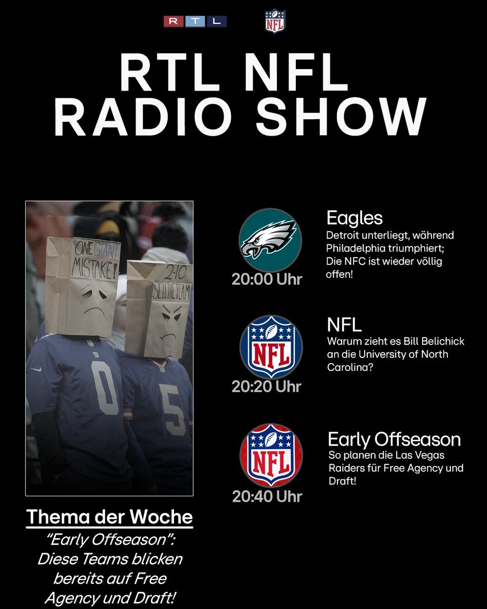 Die RTL NFL Radio Show startet in eine neue Themenwoche! Heute, um 20 Uhr, begrüßt euch Kucze - wie gewohnt - zur Montagsshow!

rtlnflradio.de

#rtl #nfl #rtlnfl #rtlnflradio #nfldeutschland