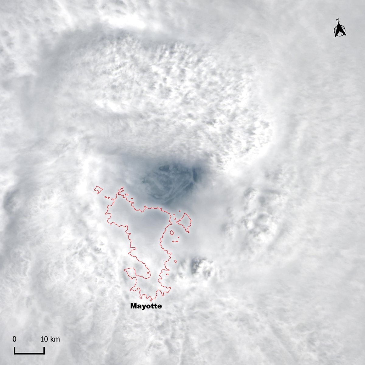 🔴⚠️🌀🇲🇿This impressive view of #Landsat 9 on Dec.14, showing the 20km-large eye of Cat.4 #Chido over #Mayotte, explains the total devastation  caused by  the strongest #TropicalCyclone to hit the islands in the last 90 years,,fearing several hundreds deaths. #Climatemergency
