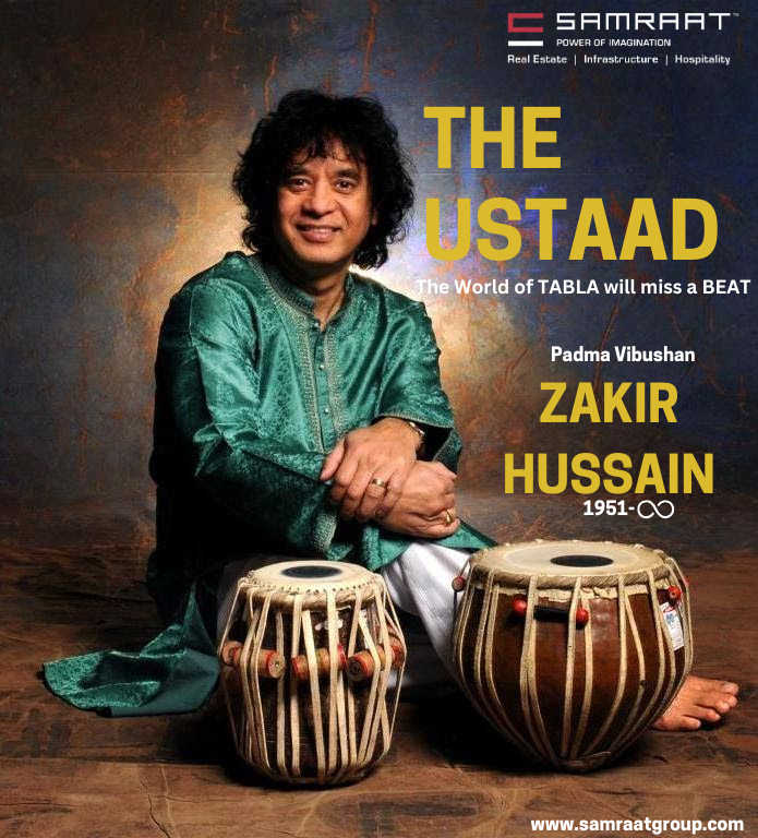 samraat_group's tweet photo. We honour the extraordinary legacy of Padma Vibhushan hashtag#ZakirHussain with a heartfelt tribute to the unmatched maestro of the tabla. His timeless dedication and passion have left an indelible mark on the world of music, inspiring generations to come. https://t.co/OE7QTTFWen
