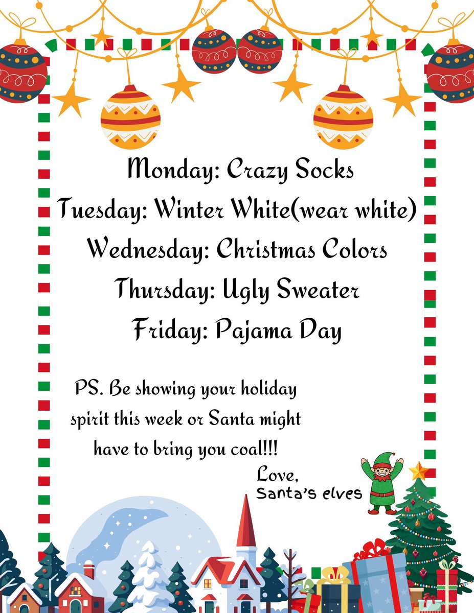 Reminder of this week’s dress up days!