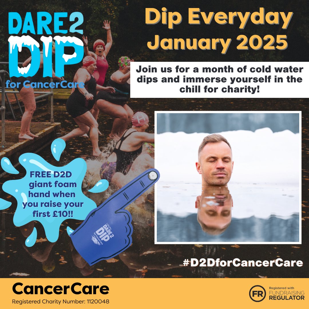 💧Looking to kick off the New Year with a challenge to improve your mind, body and spirit?! Why not ensure it is the chilliest, but kindest, one you have ever undertaken? 💧
cancercare.org.uk/news-and-event…

#D2DforCancerCare #OpenWaterSwimming #WildSwimming #CharityChallenge #Fundraising