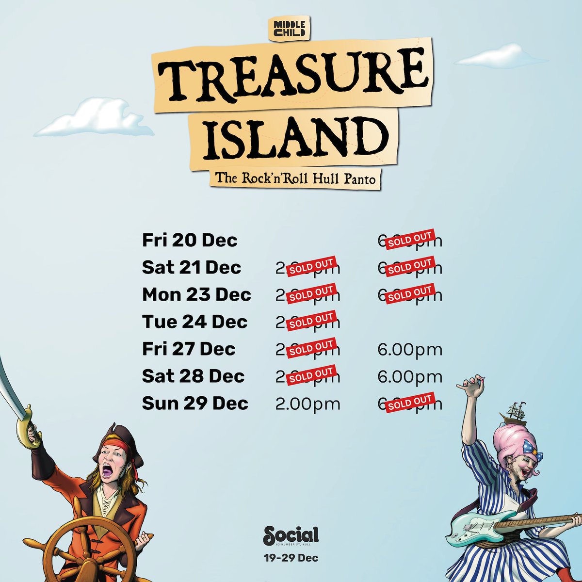 Opening week is finally here and all but three performances of the family version of Treasure Island are now SOLD OUT 🏴‍☠️ 🥳