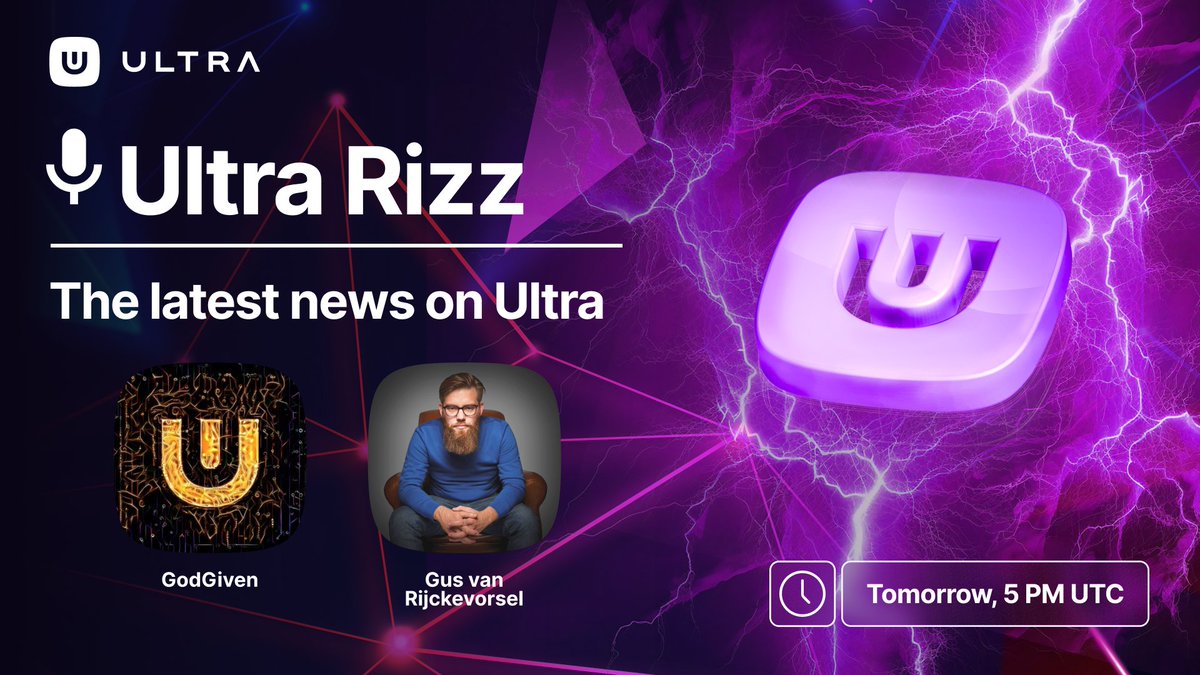 Ultra_io's tweet photo. Weโre not done yet! ๐ฅ
#UltraRizz is back tomorrow with another exciting session! Join @UltraGodGiven and @Gusvanrijck for the latest news and updates from Ultra.
๐
Tomorrow at 5PM UTC
๐ https://t.co/v1gNHOucV0
Set your reminders! https://t.co/ICQPeVr8hd
