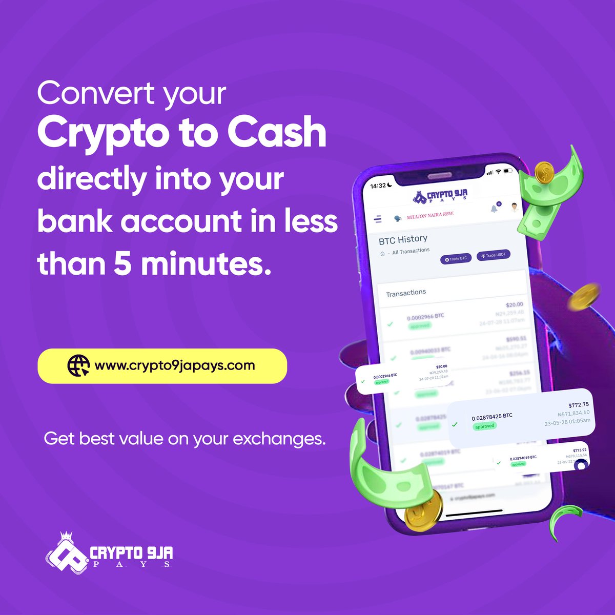 crypto9japays's tweet photo. Effortless Crypto to Cash Conversion!

Experience smooth transactions, competitive exchange rates, and secure payments – all in one place.

Sign up now at https://t.co/OqRV0X5Epn

#DoAllWithCrypto9jaPays
#StayWithUs https://t.co/nhscrSEs8x