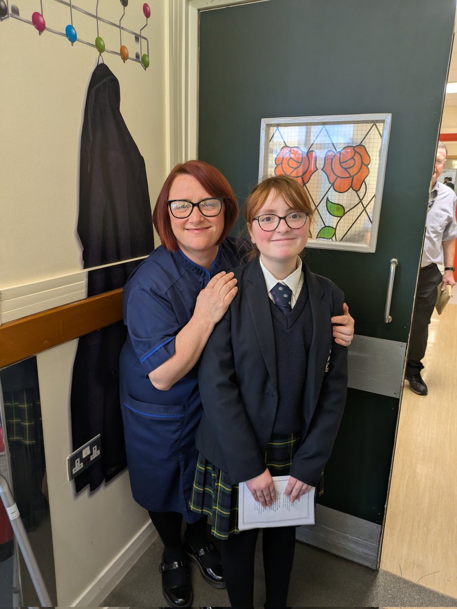 Dementia Lead Nurse Jade Garlick and her Daughter Betsy. Betsy came to the QEQM hospital today with Ursuline College Choir to sing to patients living with dementia, spreading some Christmas joy across the hospital.