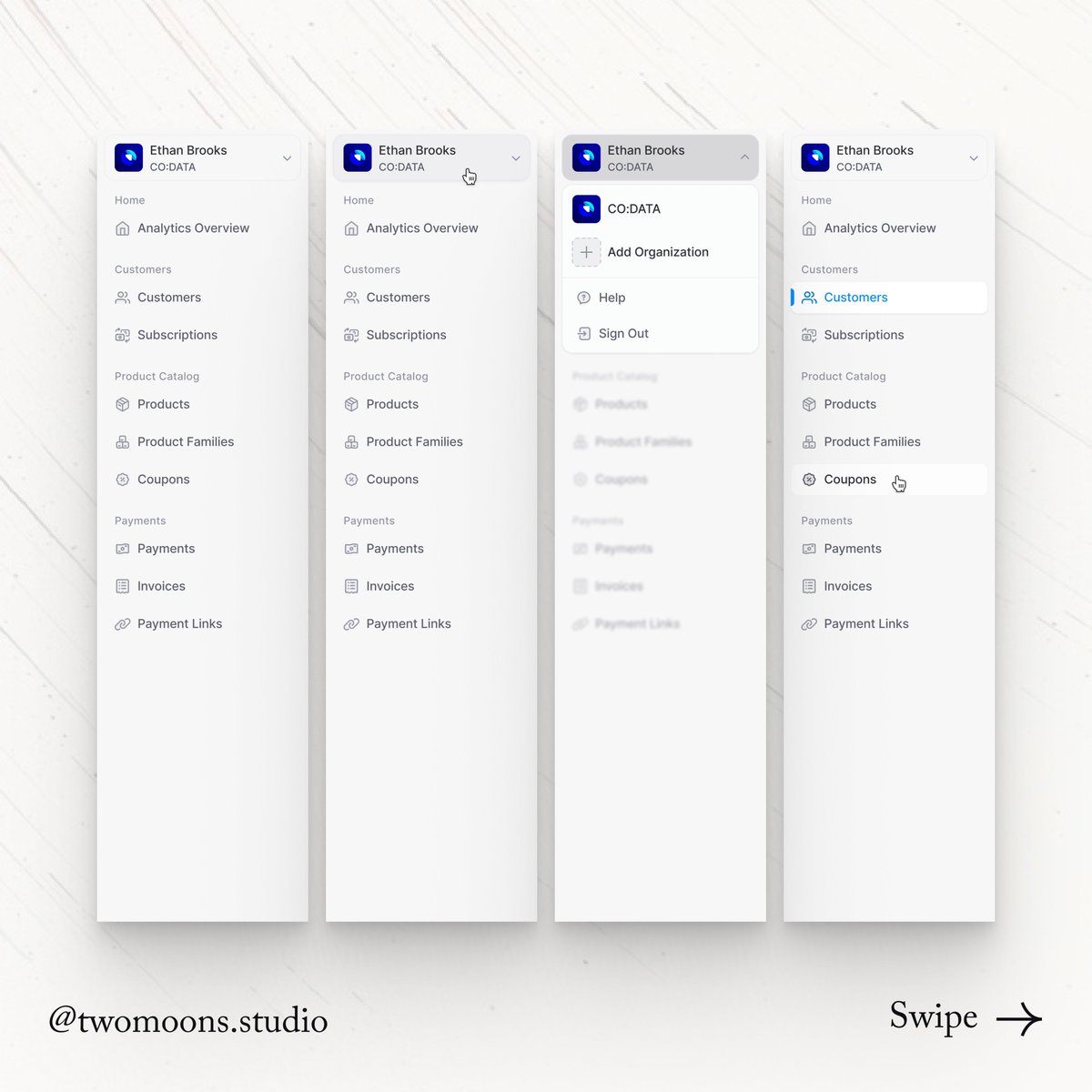 TwoMoons_Studio's tweet photo. This week’s UI spotlight is all about dashboard navigation! A clean, intuitive layout that helps users find their way effortlessly. 🚀
.
.
.
#UIDesign #NavigationDesign #WeeklyUI #UXUI #CleanDesign #UIInspiration #InterfaceDesign #DigitalProduct #UserInterface #ProductDesign https://t.co/uXlnGVozU4