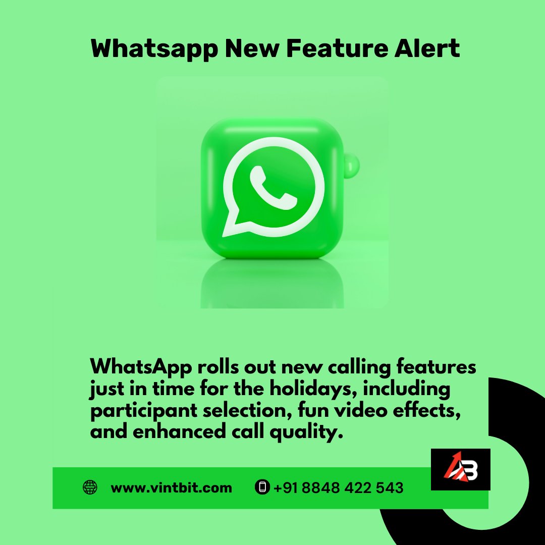vintbit's tweet photo. 🎉 Exciting WhatsApp Update Just in Time for the Holidays! 🎄✨

WhatsApp is making your holiday catch-ups more fun and seamless! 🌟 Check out these fantastic new calling features:

#WhatsAppUpdate #HolidayCallingFeatures #StayConnected #technews #digitalmarketing https://t.co/FvgoitctZJ