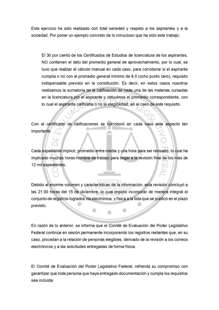 El Comité de Evaluación del Poder Legislativo Federal informa.