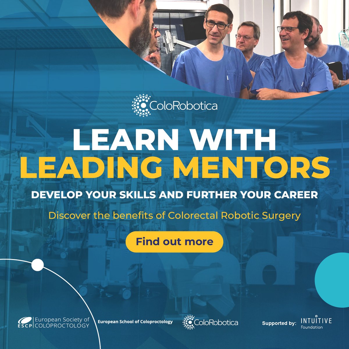Learn with leading mentors in #ColorectalSurgery! 🧠

Join our pathway and enhance your skills with top industry experts.

Check criteria ➡️ europeansocietyofcoloproctology.eu/education/euro…

#ProfessionalGrowth #MedicalTraining