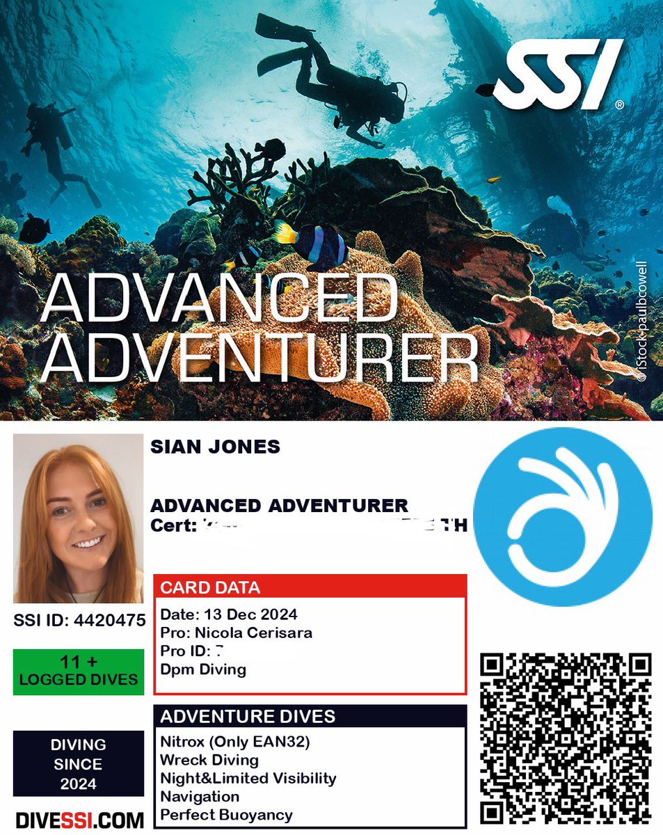 SianayJ's tweet photo. Another qualification under my belt - Open Water &amp; Advanced Diver 🤿 #diver #SSI https://t.co/3HhDzVDuGs