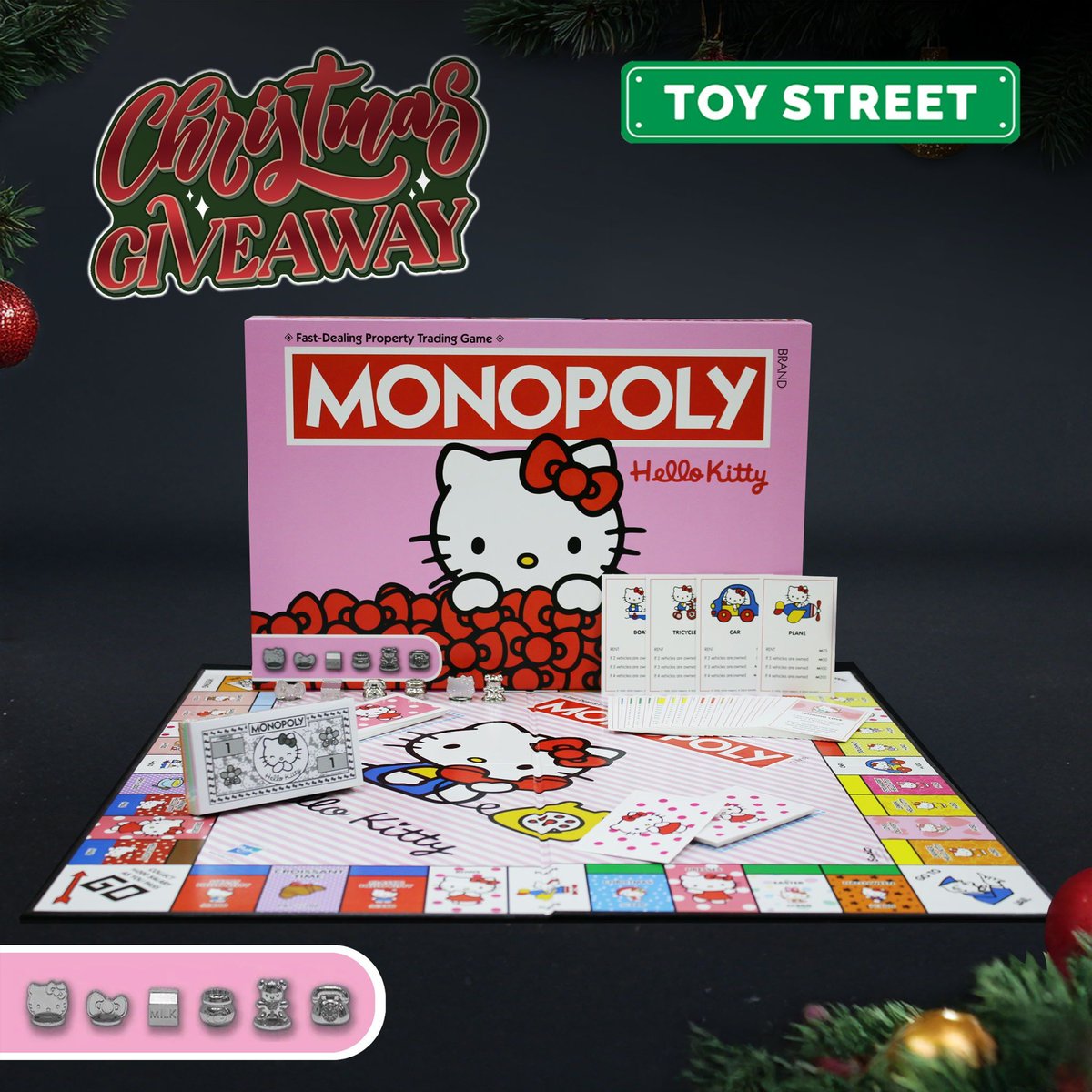 🎄 CHRISTMAS GIVEAWAY #4 🎁

HELLO KITTY MONOPOLY

To enter:
👍 Like
👍 Follow <a href="/ToyStreetUK/">Toy Street</a>
👍 Tag a Friend
👍 Retweet

T&amp;Cs:  UK only. Closes at 10am on 17/12/2024. Winner picked at random.

#win #giveaway #christmas #toys #games #hellokitty #monopoly