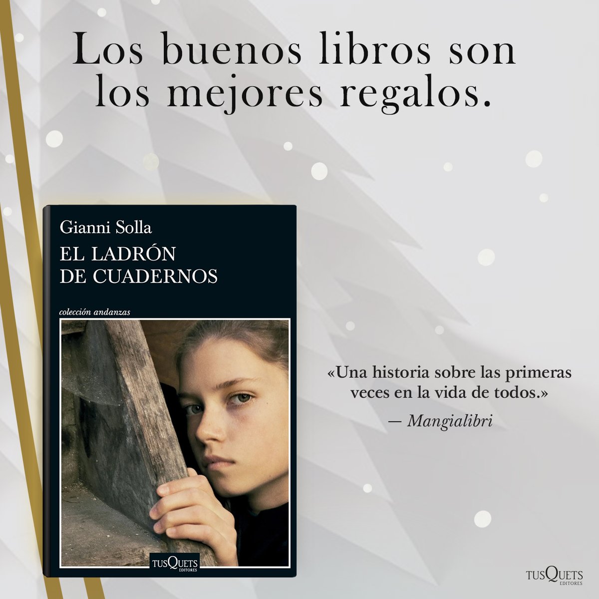 Otra de nuestras recomendaciones literarias para estas Navidades es «El ladrón de cuadernos», de <a href="/giannisolla/">Gianni Solla</a>. Una bella novela ambientada en el sur de Italia durante la Segunda Guerra Mundial que ensalza el valor de la amistad. ow.ly/EiSy50UrkPa

#RegalosNavidad