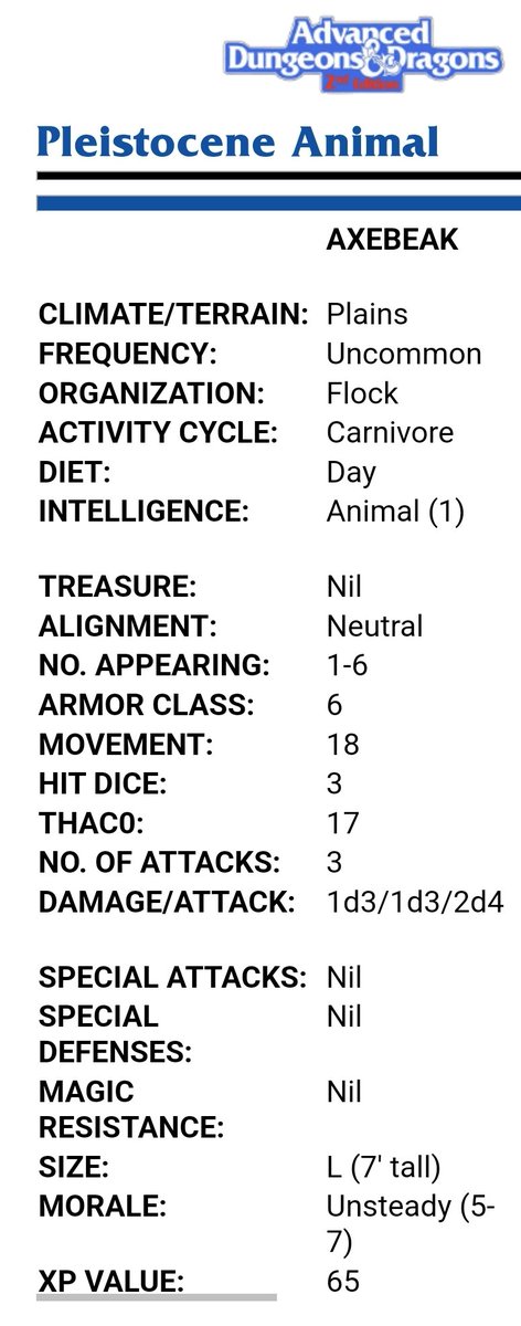 eroc0303's tweet photo. We had #RandomEncounter with Axebeaks (Phorobacos) #dinosaur on the Isle of Dread, and we had so much fun with them! Great natural bird-like monster for any remote area. #RC #BX #DnD #ADnD #ADnD1 #ADnD2 #dungeonsanddragons https://t.co/nw4UcnSfax