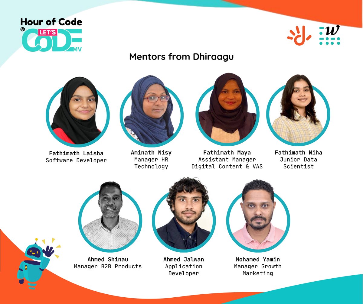 Dhiraagu's tweet image. Meet the mentors from Dhiraagu for the #HourOfCode! We’re excited to share a fun and engaging lineup of activities with the students. Let’s inspire creativity and learning together!
 
In partnership with @womenintechmv