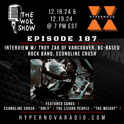 Derek Prince-Cox (@thewokshow) on Twitter photo Episode 187 with freelance bass player Troy Zak airs tonight at 7pm on Hypernova Radio and again Thursday at 7pm! Check it out at hypernovaradio.com . Podcast listeners, the show drops on podcast platforms tomorrow. <a href="/CrushEconoline/">Econoline Crush</a> <a href="/Apricity1music/">Apricity</a> <a href="/hypernova_radio/">Hypernova Radio</a> Episode 187 with freelance bass player Troy Zak airs tonight at 7pm on Hypernova Radio and again Thursday at 7pm! Check it out at hypernovaradio.com . Podcast listeners, the show drops on podcast platforms tomorrow. <a href="/CrushEconoline/">Econoline Crush</a> <a href="/Apricity1music/">Apricity</a> <a href="/hypernova_radio/">Hypernova Radio</a>
