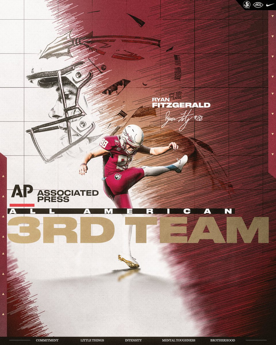 AP All-Americans!

1st-team punter: Alex Mastromanno
3rd-team kicker: Ryan Fitzgerald

🔗: noles.co/41yfLEV

#NoleFamily
