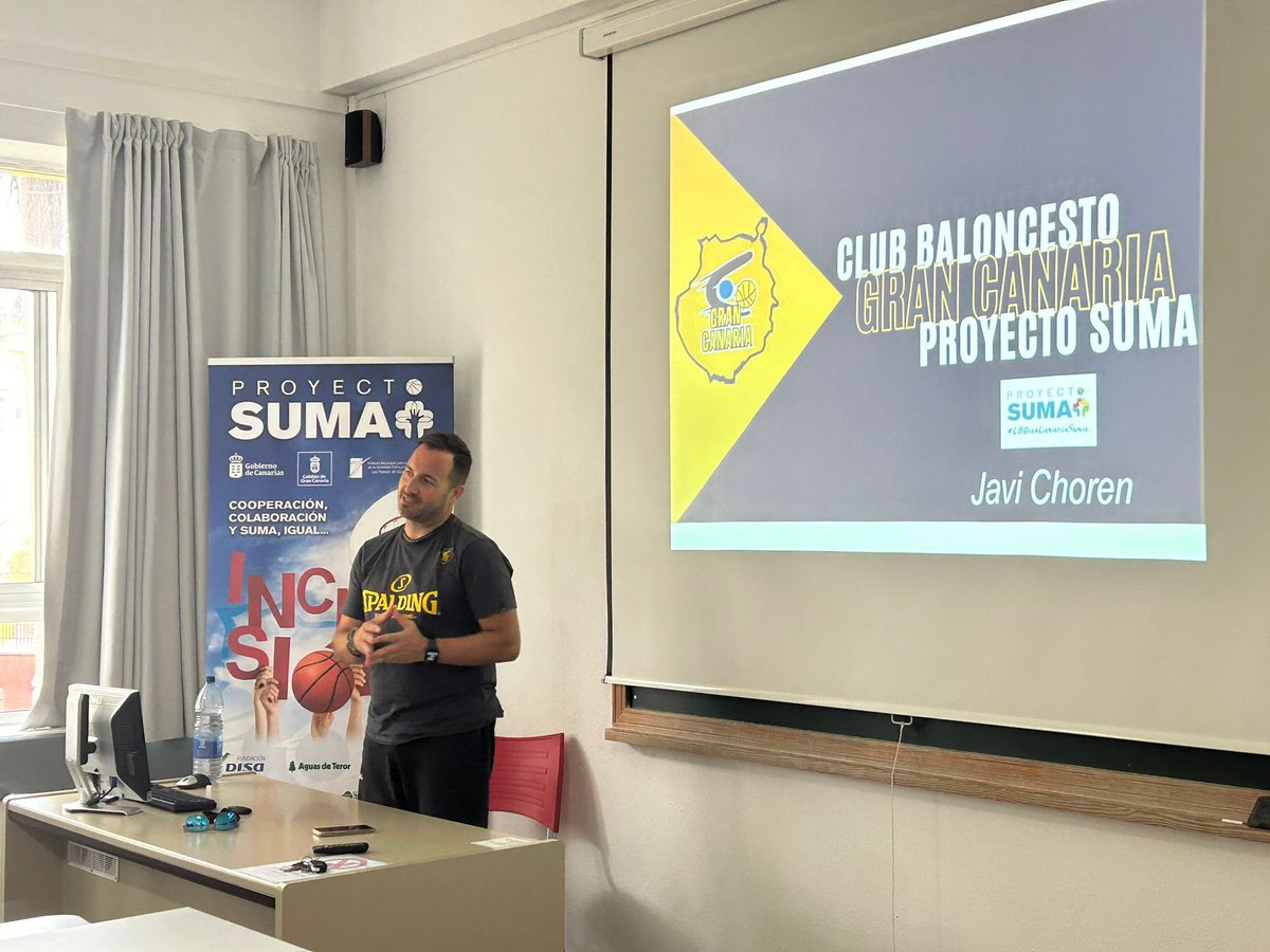 GranCanariaCB's tweet photo. 📝 Charla del Proyecto Suma en la ULPGC.

▪️ La iniciativa del club sigue trabajando en la sensibilización de la sociedad de la importancia de la no exclusión en el deporte.

➡️ https://t.co/TcmXtkgCmz https://t.co/fi1VYiMDPX