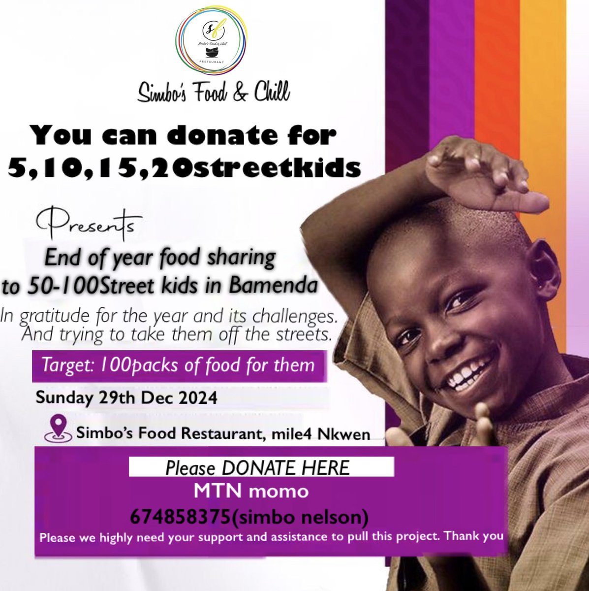 nelodrums's tweet photo. I solicit for you to join with 5 10 15 or 20packs let’s get 100kids on the streets eat on this Sunday. All info on the flyer. Please let’s do this friends. There’s joy in serving🫶👨‍🍳. ChefSimbo https://t.co/NyG72n3yIG