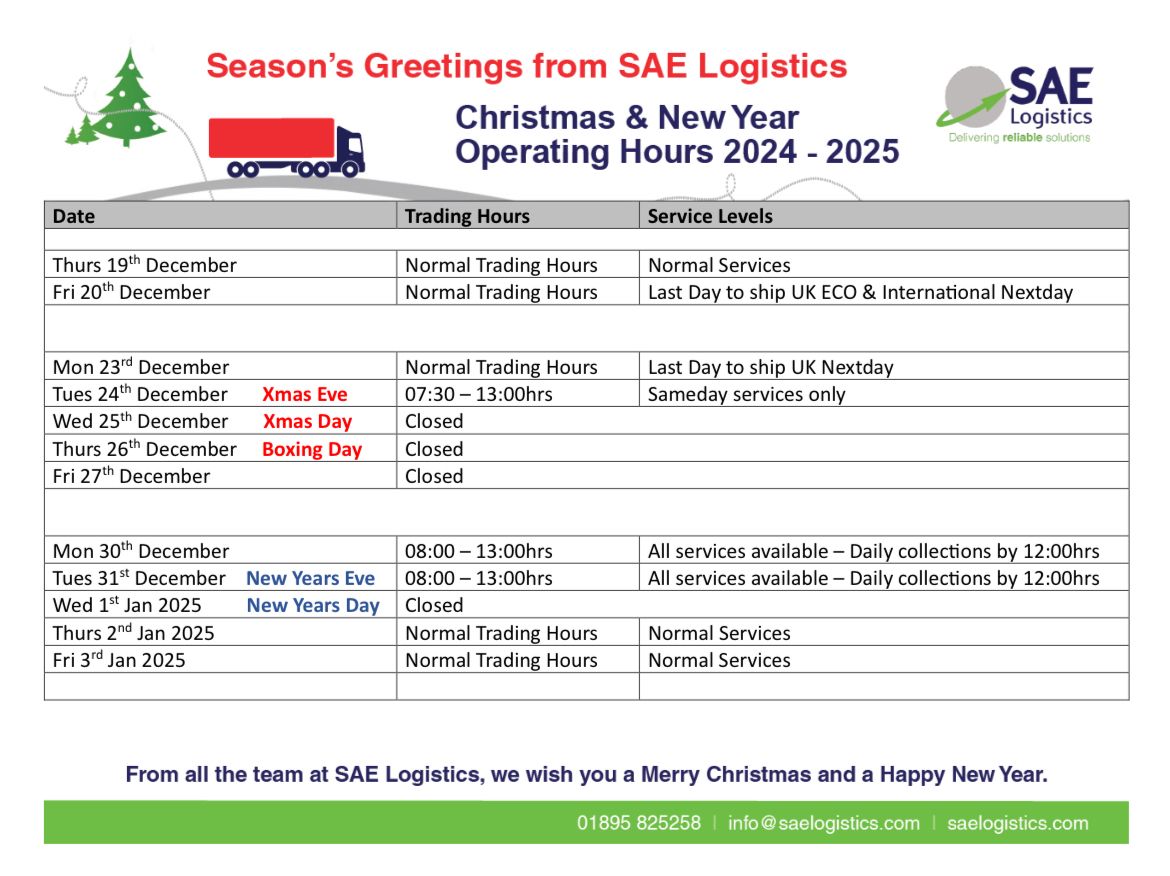 We are all set for one of the busiest times of the year - are you? Don’t delay and book in today so that your customers get their special deliveries on time!  #nextdaydelivery #logistics #sameday #christmasdeliveries #christmashours 🛷🎅 🚛