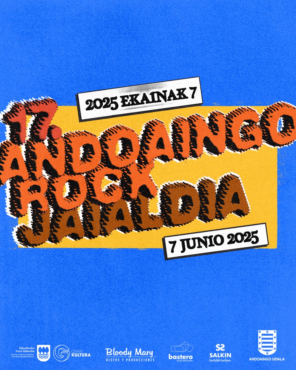 Ueeee badator 17. Andoaingo Rock Jaialdia ✨ 2025 ekainak 17 ✨ Laster lehenengo taldeak !

Diseinua eta irudia: Karen Else 🤩

Beno, eta 2025ean 35 urte beteko ditugunez, ospakizun batzuk prestatzen joango gara, edo zer? 😎🤫

<a href="/AndoaingoUdala/">Andoaingo Udala</a> <a href="/BasteroAndoain/">Bastero Kulturgunea</a> <a href="/GroundControlSP/">Ground Control</a>