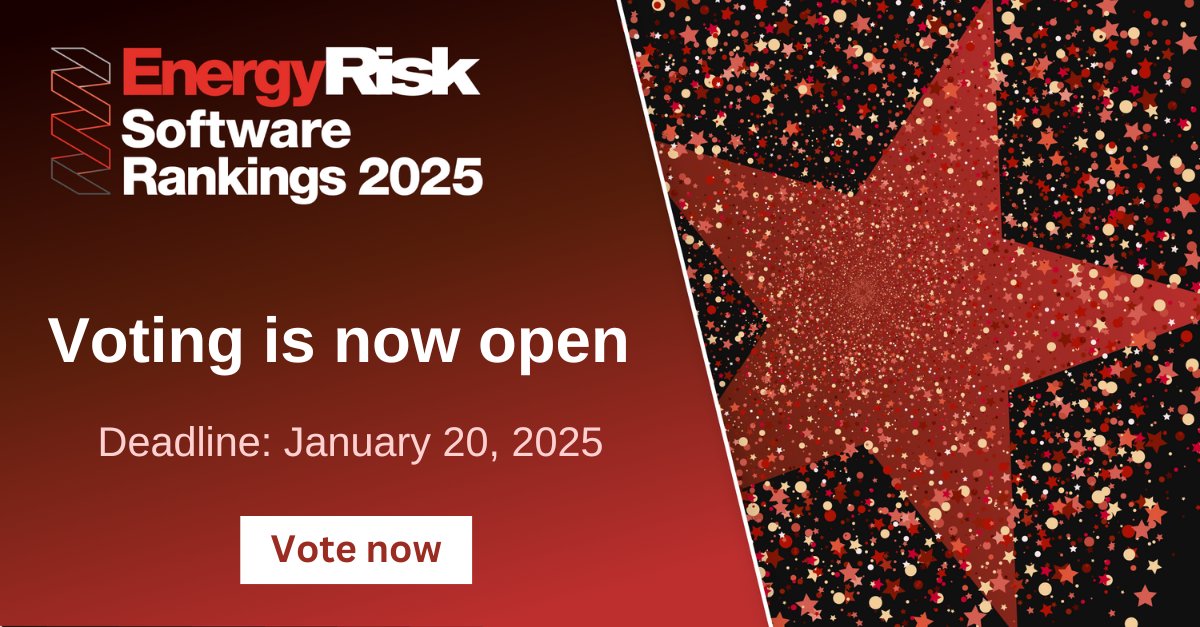 ClearDoxLLC's tweet photo. Voting is now open for the 2025 Energy Risk Software Rankings! If ClearDox has made an impact on your operations, take a moment to cast your vote today: https://t.co/4S8yQ6Tumk. 
#ClearDox #EnergyRisk #SoftwareRankings #Innovation https://t.co/SbrbVEQMvD