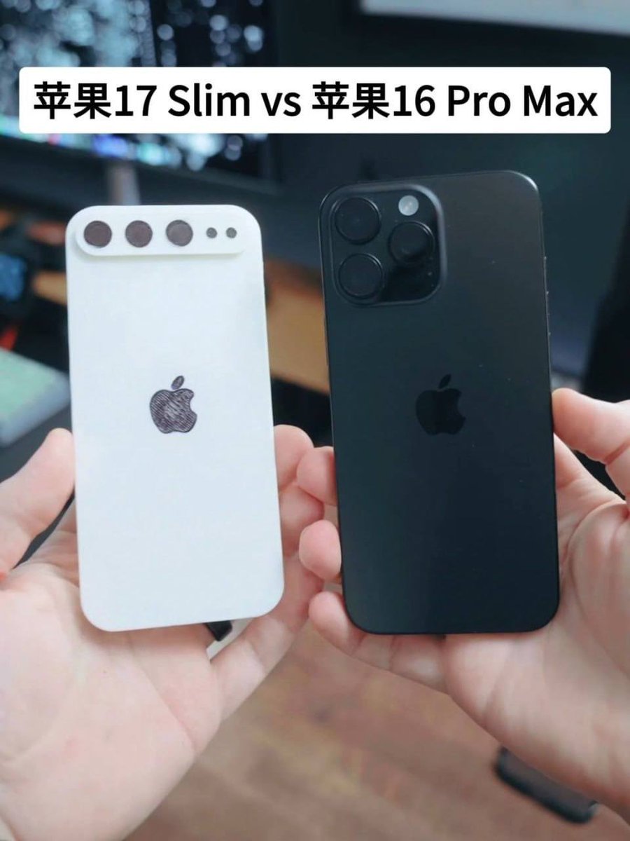 datyshoteam's tweet photo. A comparison of the iPhone 16 Pro and a mock-up of the iPhone 17 Air has been leaked online.
The main feature of the upcoming iPhone is its thickness of just 6 mm, which could make it the thinnest smartphone in Apple’s history.
Additionally, the iPhone 17 will feature a horizontal camera block, similar to the Pixel.
#iPhone17 #Apple #TechLeaks #SmartphoneDesign #Innovation #iPhone16Pro #TechNews #AppleRumors