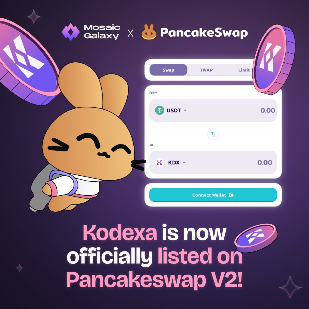MosaicChain's tweet image. 🚨 HOT NEWS, CRYPTO FAM! 🚨

🔥 #Kodexa (KDX) is now available on @PancakeSwap  V2! 🥞💥

This is your chance to grab the official utility token powering Mosaic Alpha 🚀 — the next-gen decentralized platform reshaping crypto asset management. 🌌

💎 Why #KDX?

🔗 Boosts your DeFi…