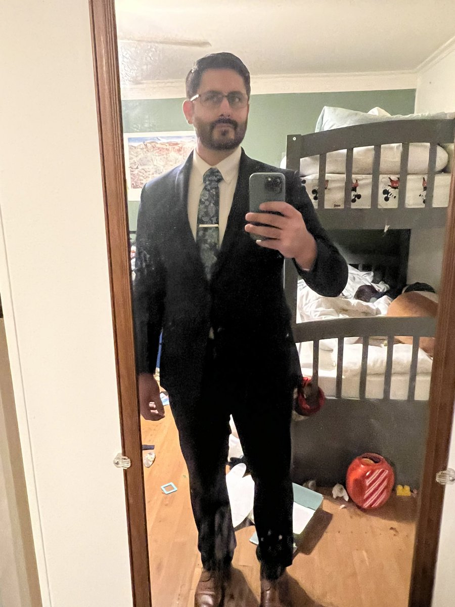 First day of new job! Ignore the messy kids room in the background 😅