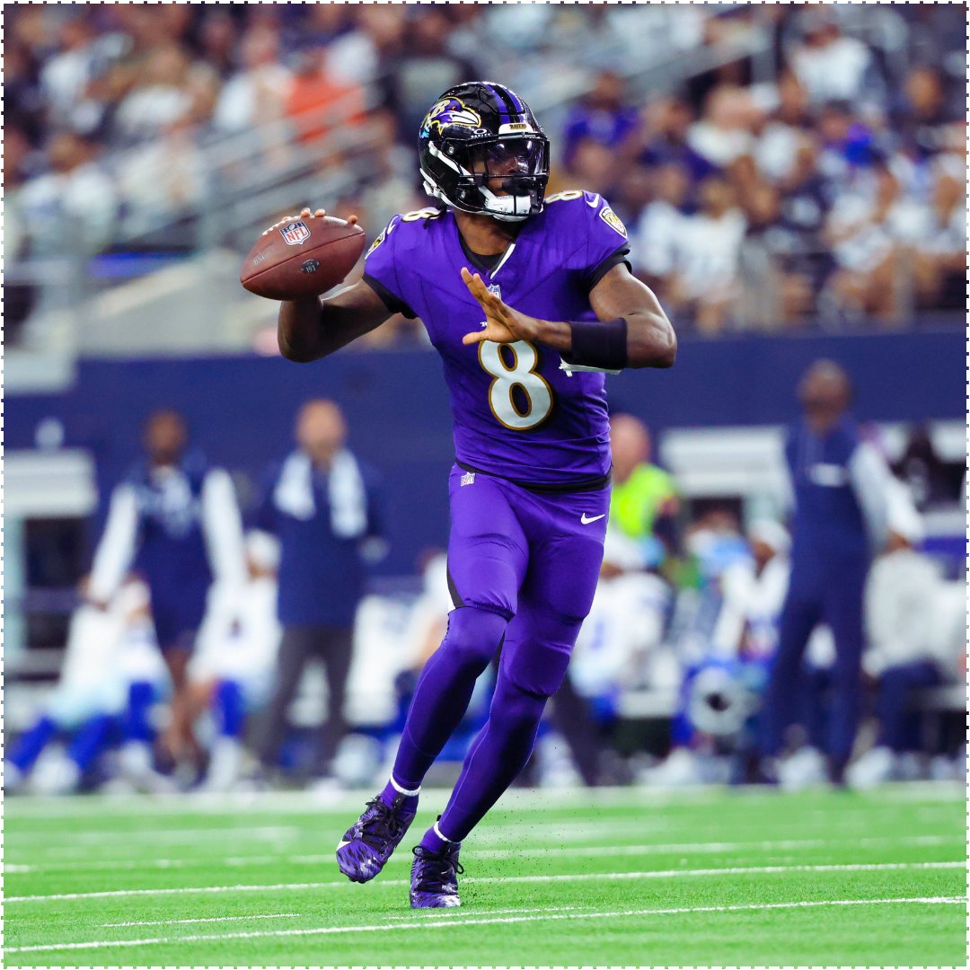 MySportsUpdate's tweet photo. Statistically speaking, #Ravens QB Lamar Jackson is virtually having a better season than his two MVP campaigns:

• 275/404 (68.1%)
• 3,580 passing yards
• 743 rushing yards
• 37 total TDs
• 3 INTs
• 120.7 passer rating https://t.co/Of1wBvfFfz