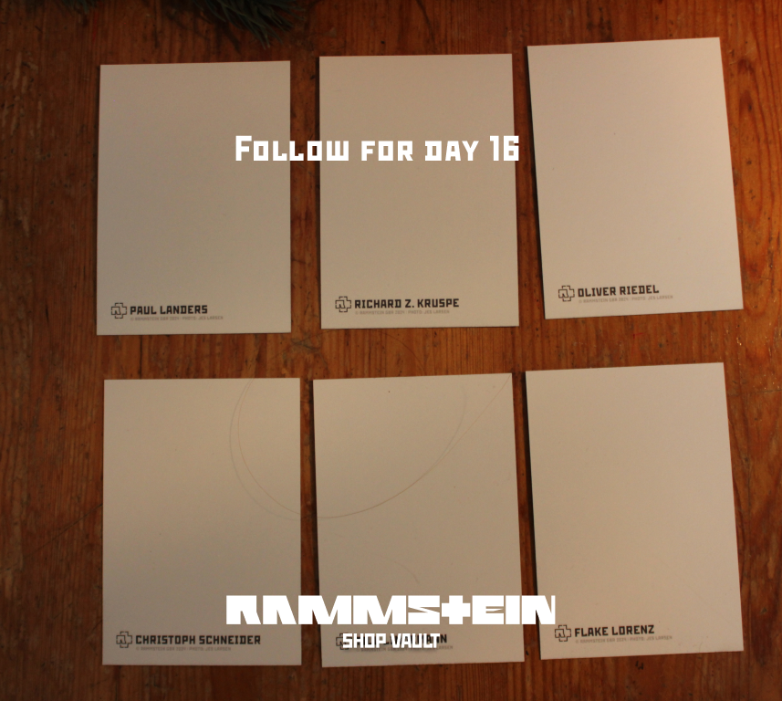 RammsteinShopUn's tweet photo. Rammstein advent calendar day 16 🎄:
Autograph card.
This year ones are using picture from the Untitled Album 2019 photoshoot by Jes Larsen.
#Rammstein #RammsteinShop #card #autographcard #Autograph https://t.co/h5hDxRtlxa