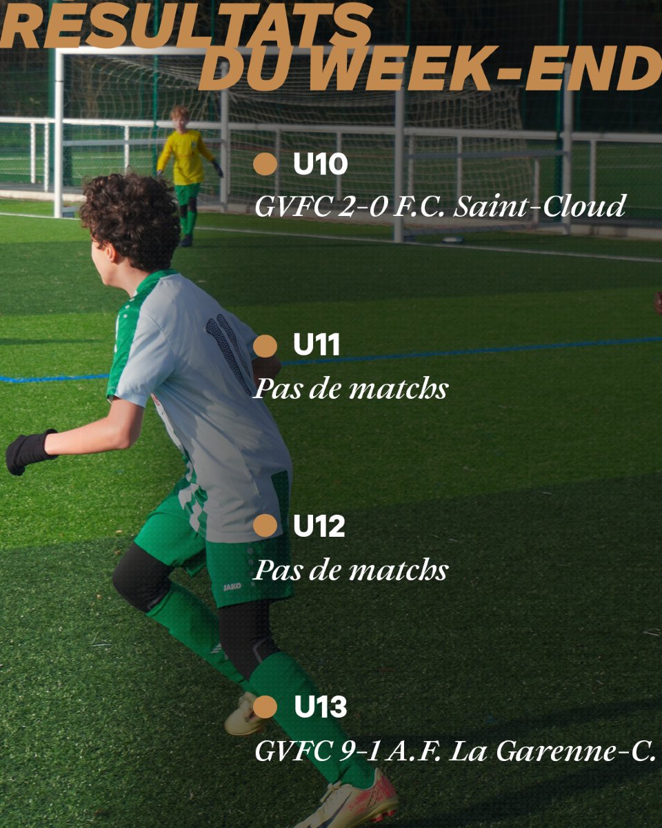 Gvfc_92's tweet photo. PAR ICI LES RÉSULTATS ! ⚽

Retrouvez les résultats de nos équipes suite à ce week-end de compétitions !

En vert et blanc ! 🟢⚪ https://t.co/LBZtfJYWZJ