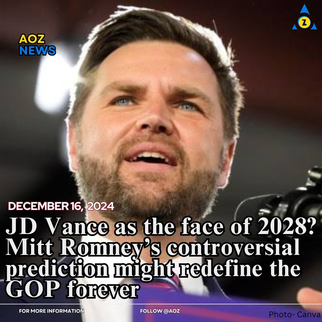 TheAgeOfGenZ's tweet photo. Mitt Romney's Bold Prediction: JD Vance to Lead GOP in 2028, MAGA Still Dominates
#Vance #MittRomney #JDVance2028 #MAGA2028 #GOPFuture #RepublicanPolitics #AOZ https://t.co/ATpLfXvCuZ