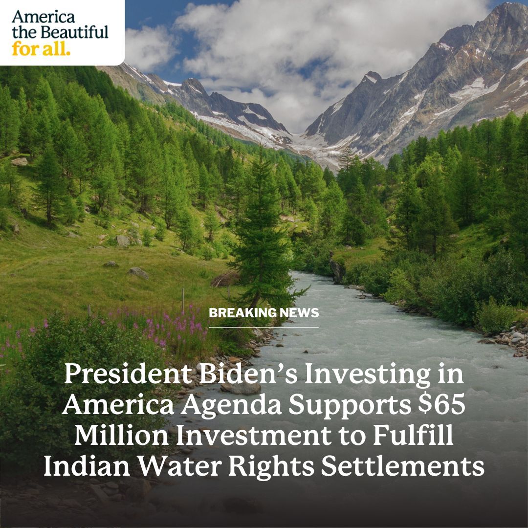 The Department of the Interior announced a $65 million investment from President Biden’s Investing in America agenda to fulfill Indian water rights settlements. 

This marks a significant step toward achieving more equitable water agreements in the West.