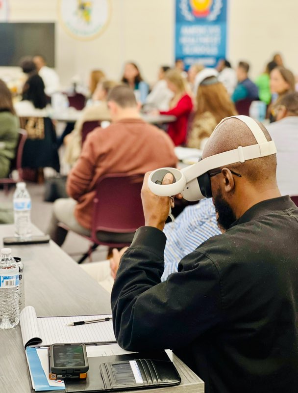 UofSC_CTE's tweet image. On 12/10, CTE assisted with a presentation given by Dr. Deborah Hazzard on using VR to foster empathy in students. The event was part of the Leadership Columbia program at Heyward Career and Technology Center. Feedback was overwhelmingly positive! #USCCTE #virtualenvironmentsCOP