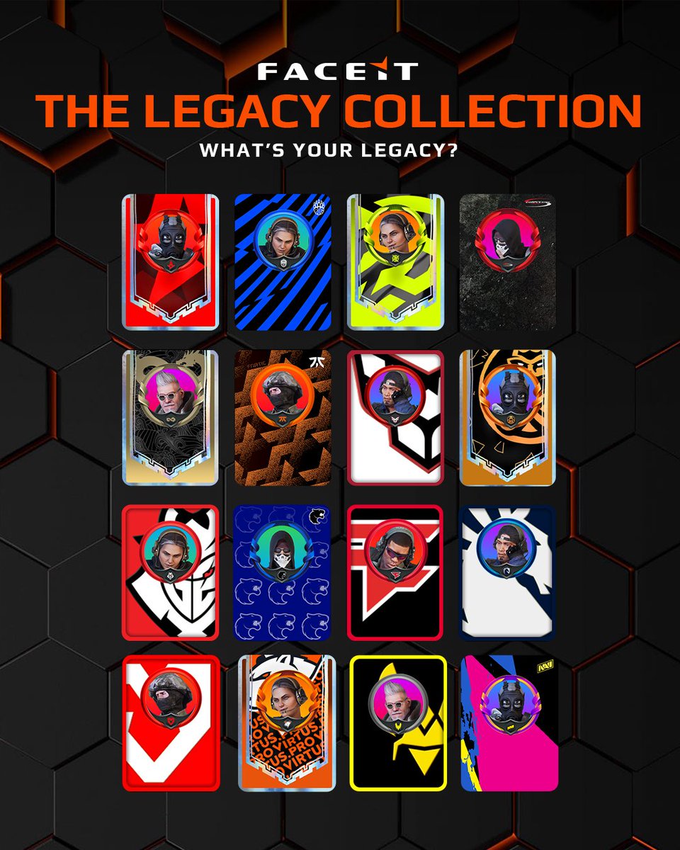 Show your true colors with the Legacy Collection! 🔥

Exclusive team-inspired Profile Cards &amp; Avatar Frames let you stand out on FACEIT while supporting your favorite team 👊 Limited availability! 

Don’t miss your chance to join the legacy 👉 fce.gg/LegacyX