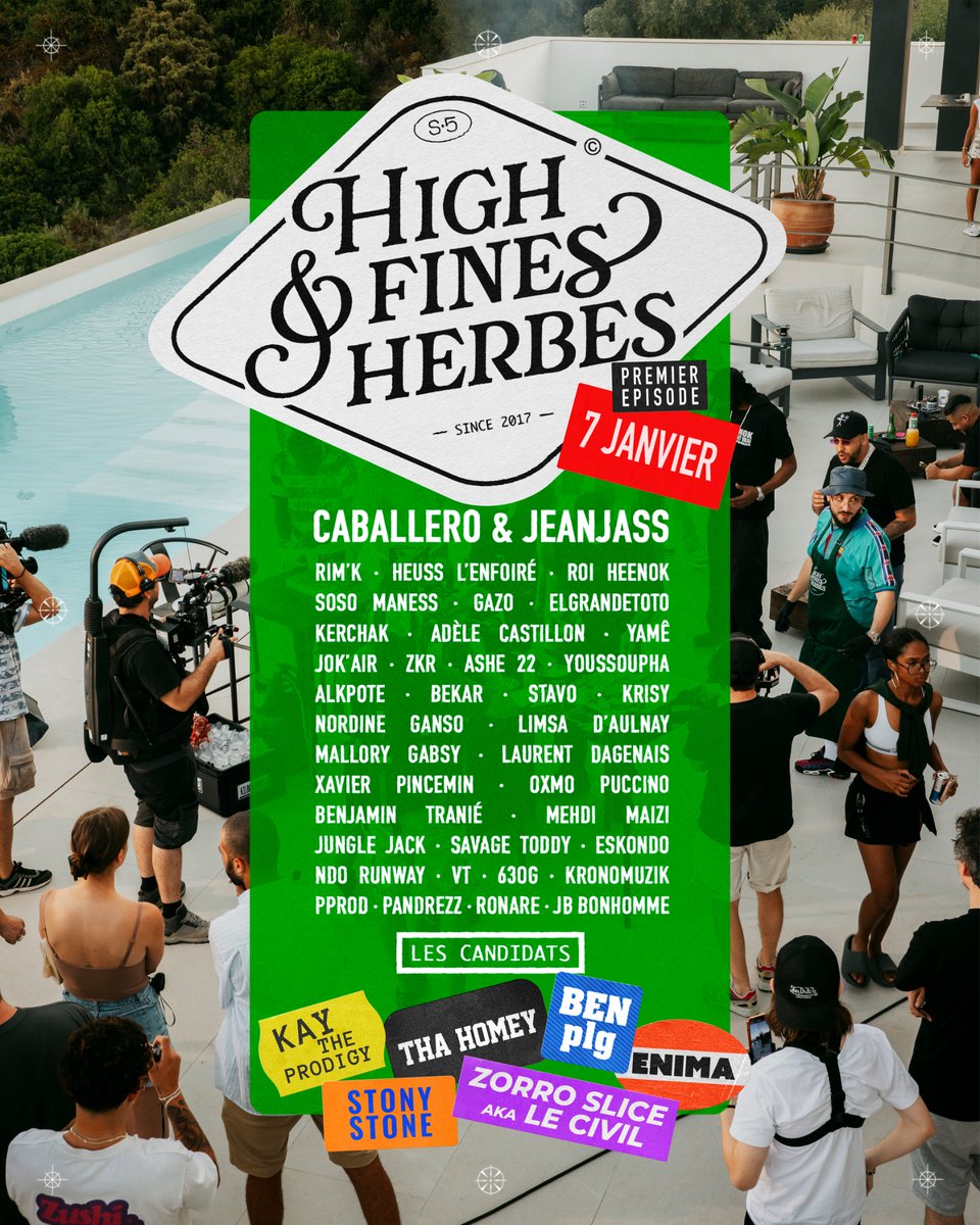 ShadesFrance's tweet photo. 🚨CABALLERO &amp; JEANJASS annoncent la SAISON 5 de "HIGH &amp; FINES HERBES" 

Candidats :
▫️BEN PLG
▫️STONY STONE
▫️ENIMA
▫️KAY THE PRODIGY
▫️THAHOMEY
▫️LE CIVIL

Et la participation de Limsa, Gazo, Roi Heenok, Rim’K, Soso Maness, Mehdi Maizi et bien d’autres !

📆 7 JANVIER https://t.co/6rkrrWcZe7