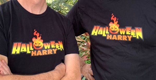 The Halloween Harry logo looks good on a T Shirt. #IndieDev #IndieGames