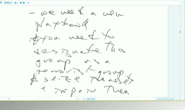 jasonjamesbnn's tweet photo. And this was the note Chrystia Freeland wrote to Canada's director of intelligence during the Freedom Convoy (trucker protest).

It reads:

"We need a new playbook. You need to designate this group as a terrorist group and seize the assets and imprison them."

That's who this woman is. She's an authoritarian. If there's a bus she's being thrown under, she needs to be tossed all the way underneath it.