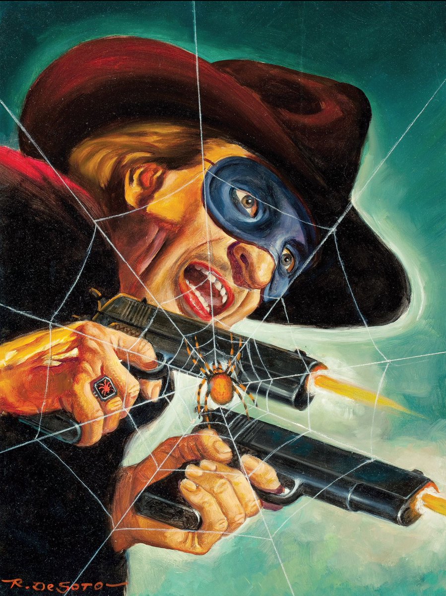 darklongbox's tweet image. The Spider by Rafael De Soto. #PulpArt 🕷️🕸️